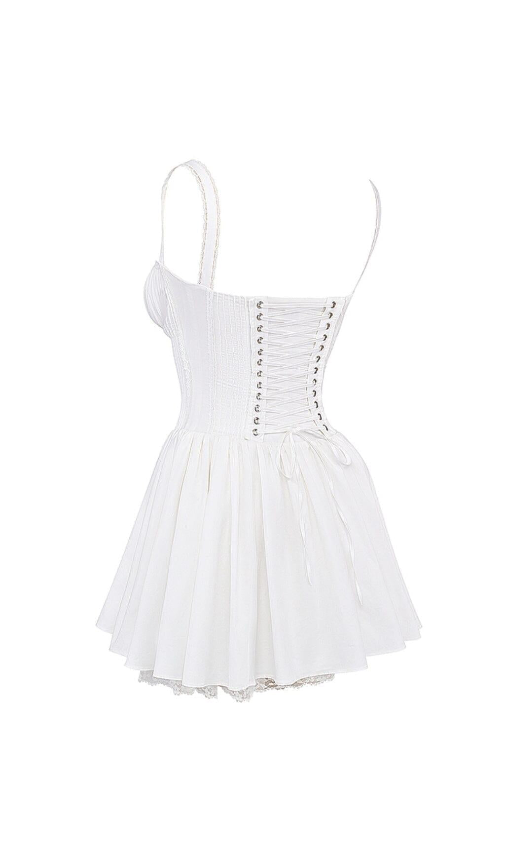 WHITE LACE CORSET MINI DRESS