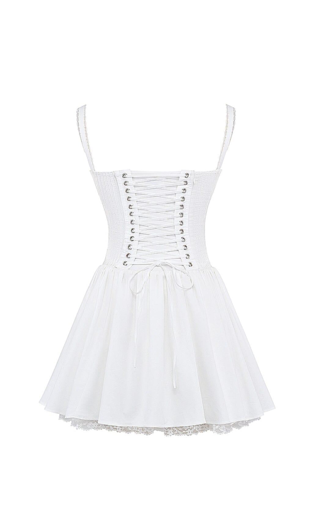 WHITE LACE CORSET MINI DRESS