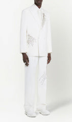 CRYSTAL EMBELLISHED CREPE SUIT SET IN WHITE