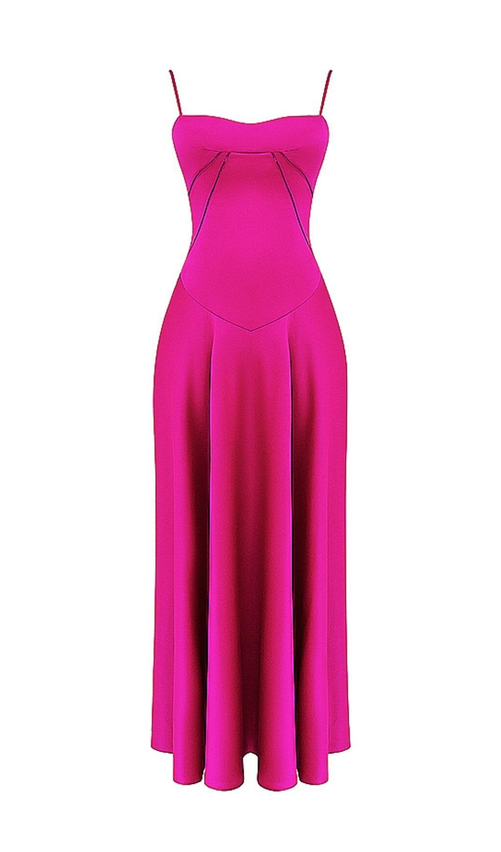 FUCHSIA LACE UP MAXI DRESS