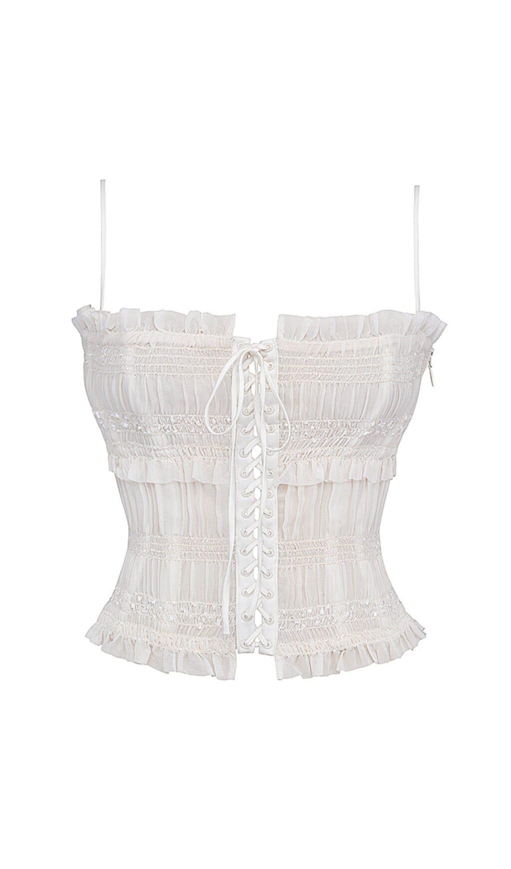 IVORY SEQUIN PLEAT CORSET