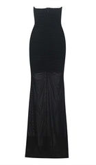 PLUNGING HALTER NECKLINE MAXI DRESS IN BLACK