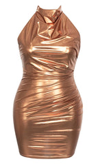 PLUS SIZE METALLIC MIDI DRESS IN GOLD