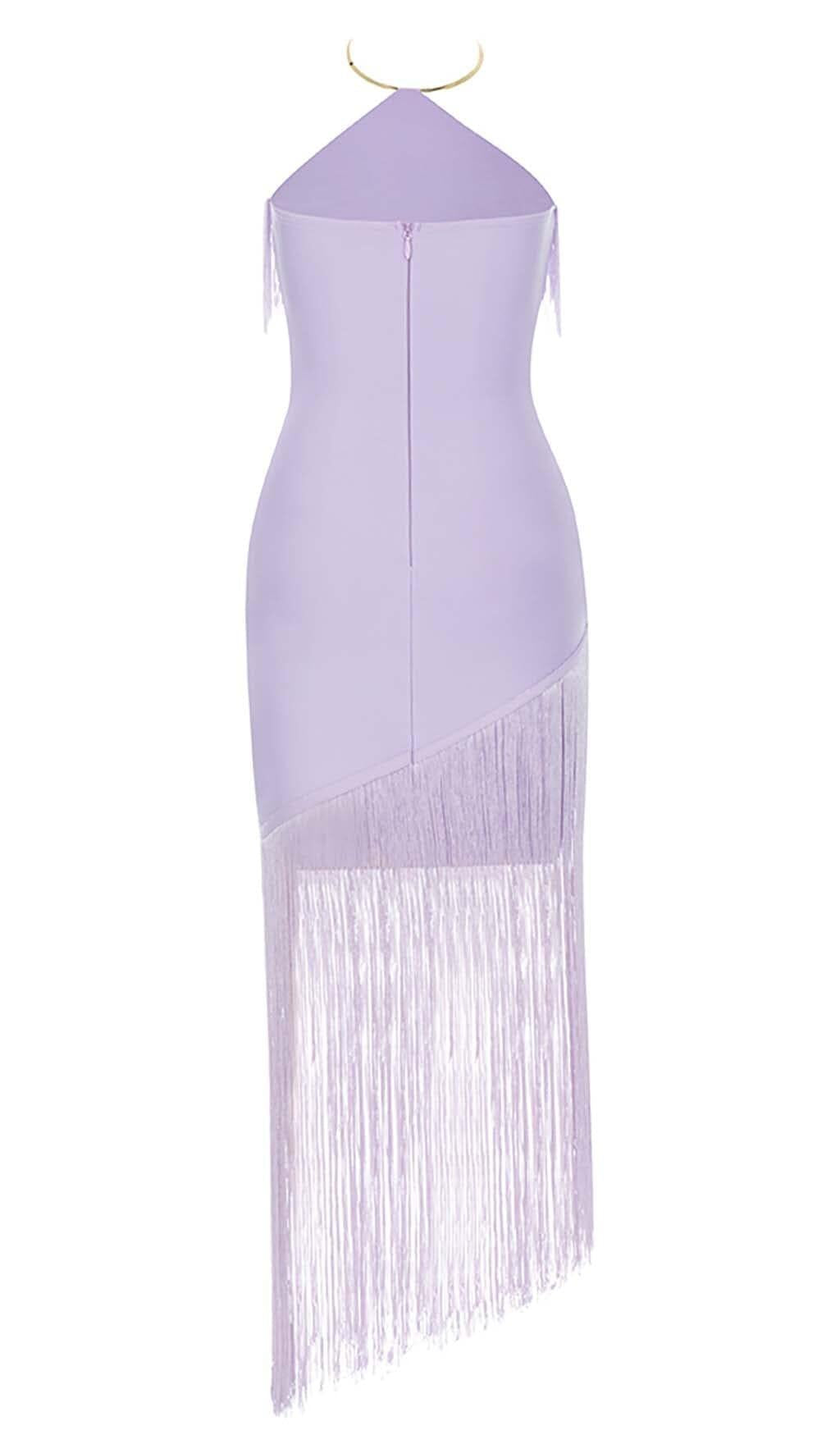 TASSEL SLEEVELESS MIDI DRESS IN LILAC