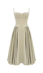 TAUPE BELTED SUNDRESS