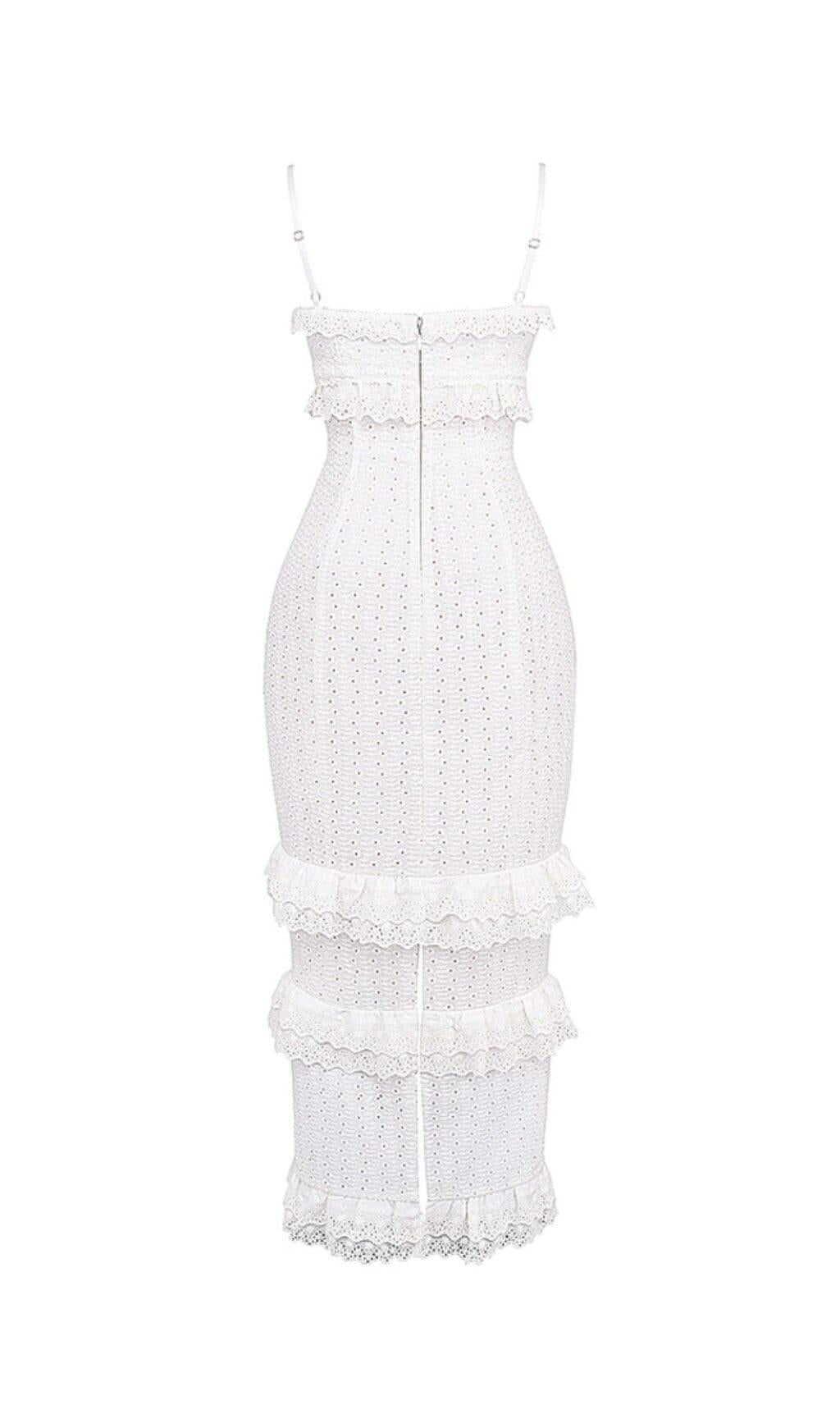 WHITE BRODERIE MAXI DRESS