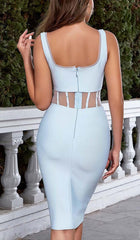 BODYCON CORSET MIDI DRESS IN BLUE