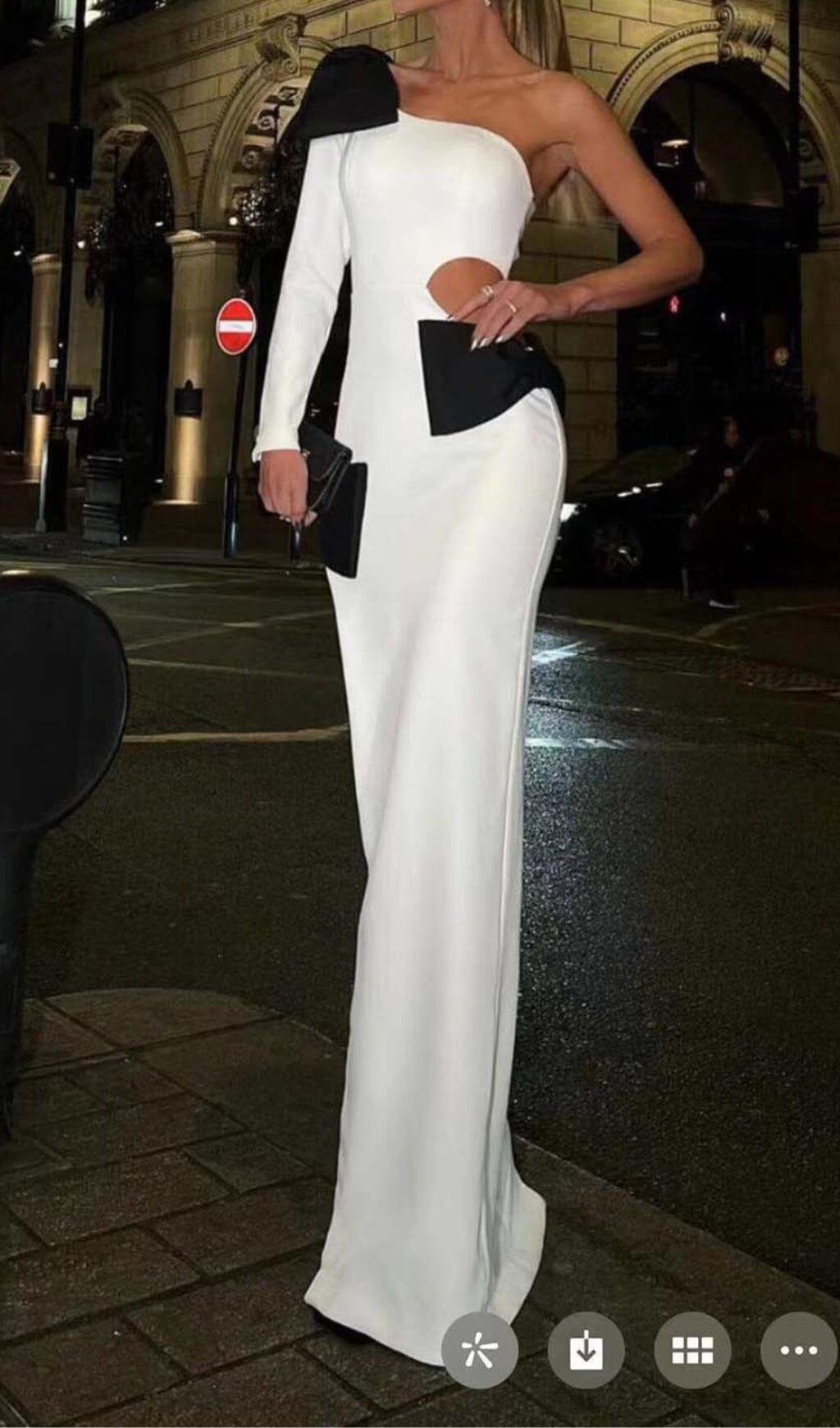 CUT OUT ONE-SHOULDER MAXI DRESS IN WHITE