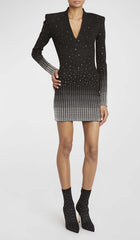 EMBELLISHED KNIT MINI DRESS IN BLACK