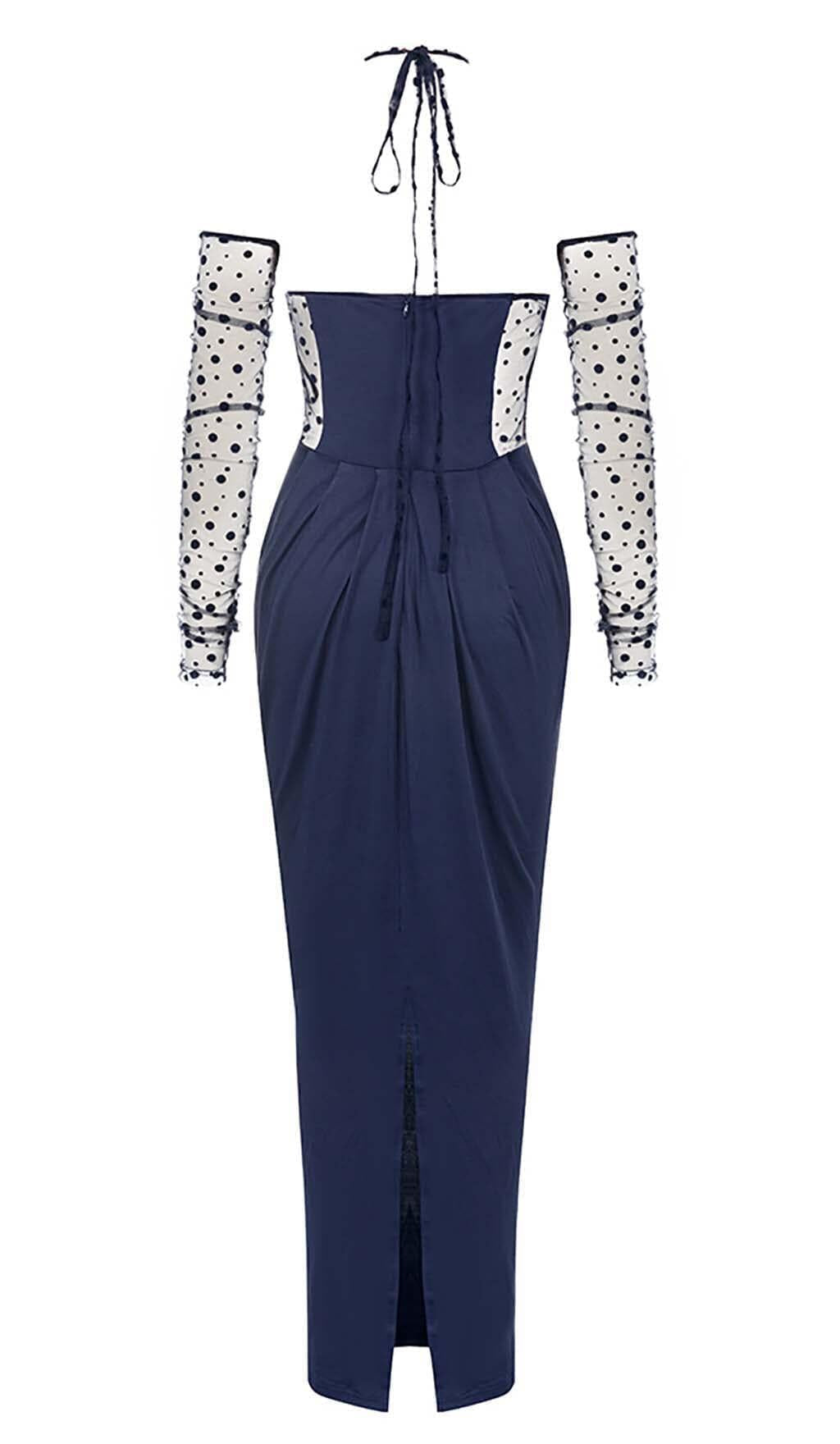 CORSET LACE MAXI DRESS IN NAVY BLUE