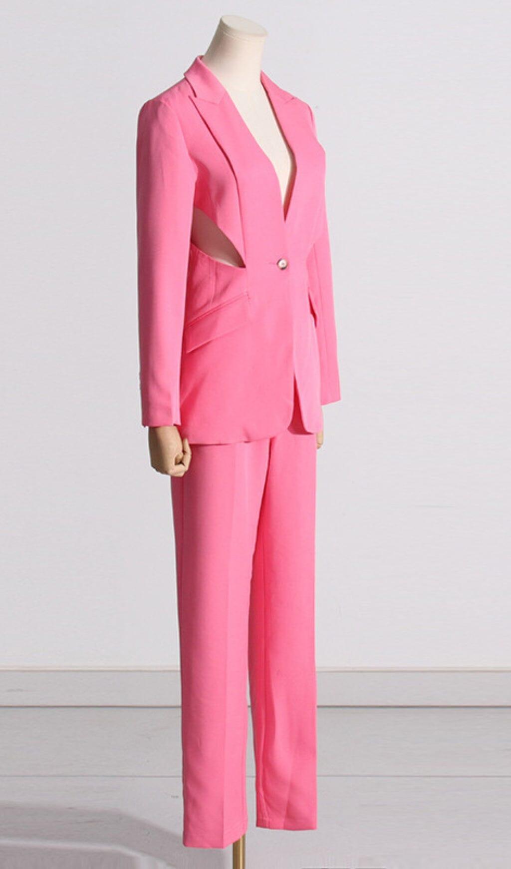 CUTOUT BLAZER SUIT IN PINK