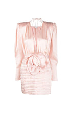 LONG SLEEVE FLOWER MINI DRESS IN PINK