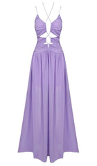 CUTOUT TULLE MAXI DRESS IN LIGHT PURPLE