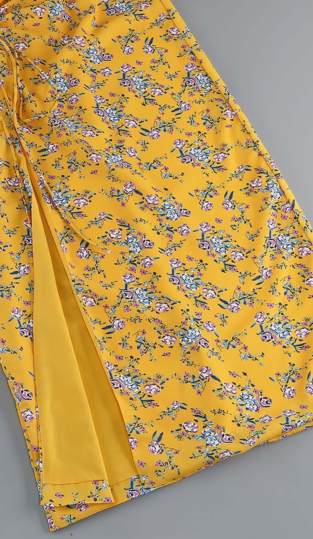 FLORAL DESIGN TWO PIECE SET IN YELLOW