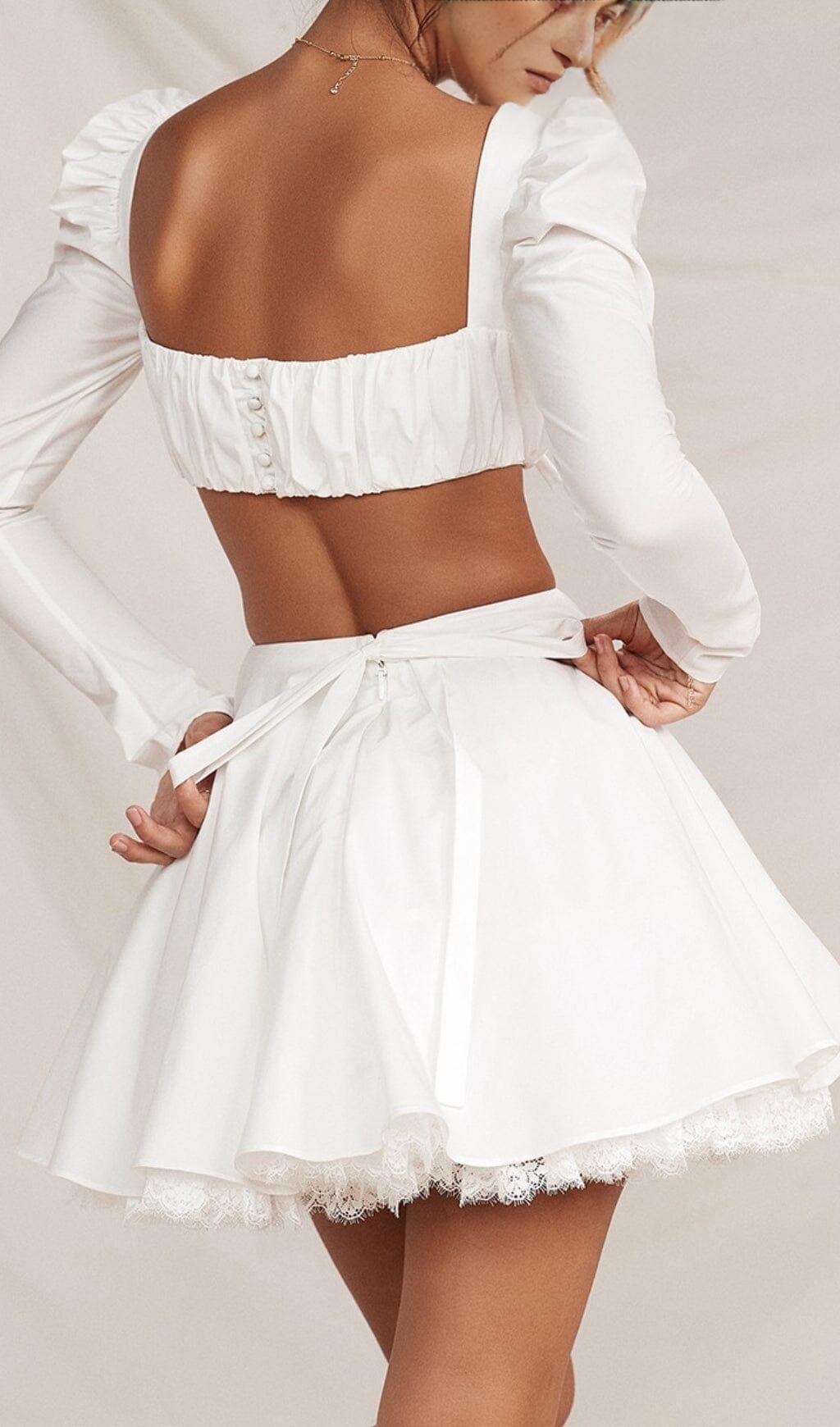 WHITE BOW MINI SKIRT