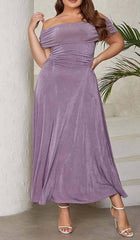 PLUS OFF SHOULDER MIDI DRESS IN PURPLE