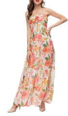 SPAGHETTI STRAP FLORAL PRINT MAXI DRESS