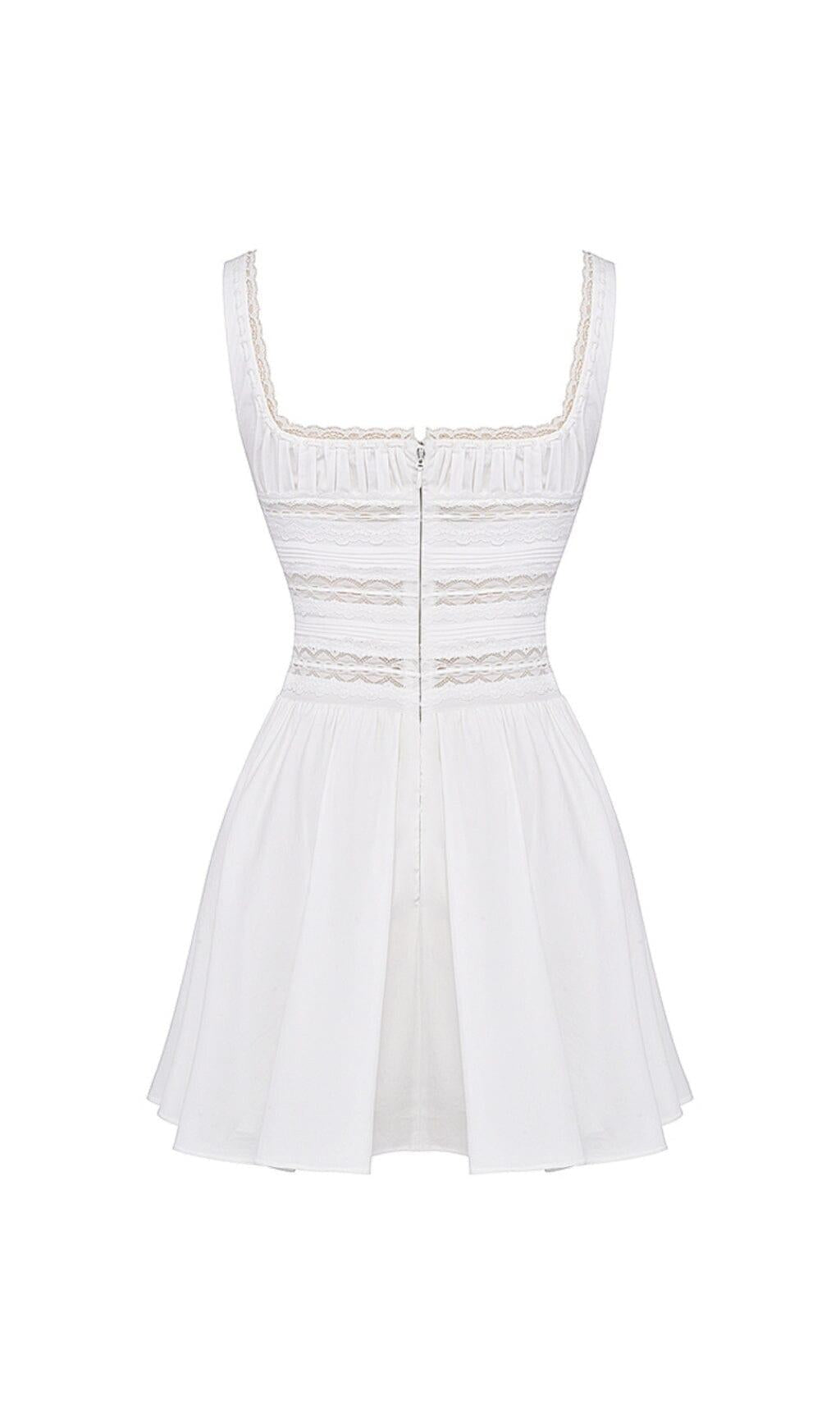 WHITE LACE TRIM MINI DRESS