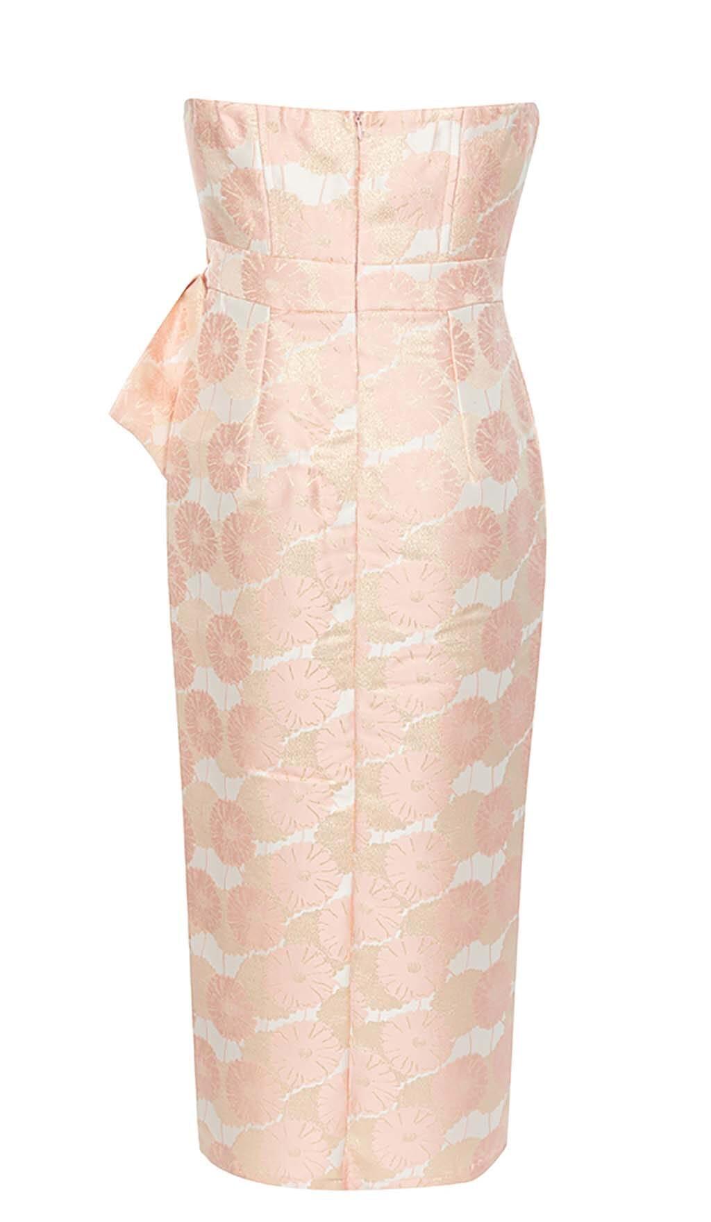 FLORAL CROSS KNOT SPLIT MIDI DRESS IN PINK