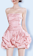 STRAPLESS BUD MINI DRESS IN PINK