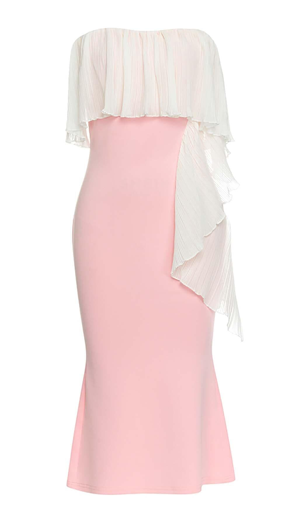 BANDEAU MERMAID MIDI DRESS IN PINK