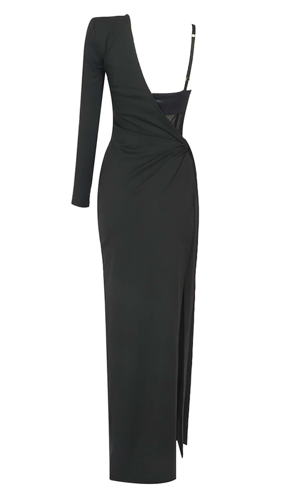 BANDAGE CORSET LOOK MAXI DRESS IN BLACK