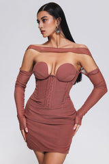 CORSET MESH MINI DRESS