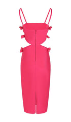 CUT-OUT STRAPPY MIDI DRESS IN PINK