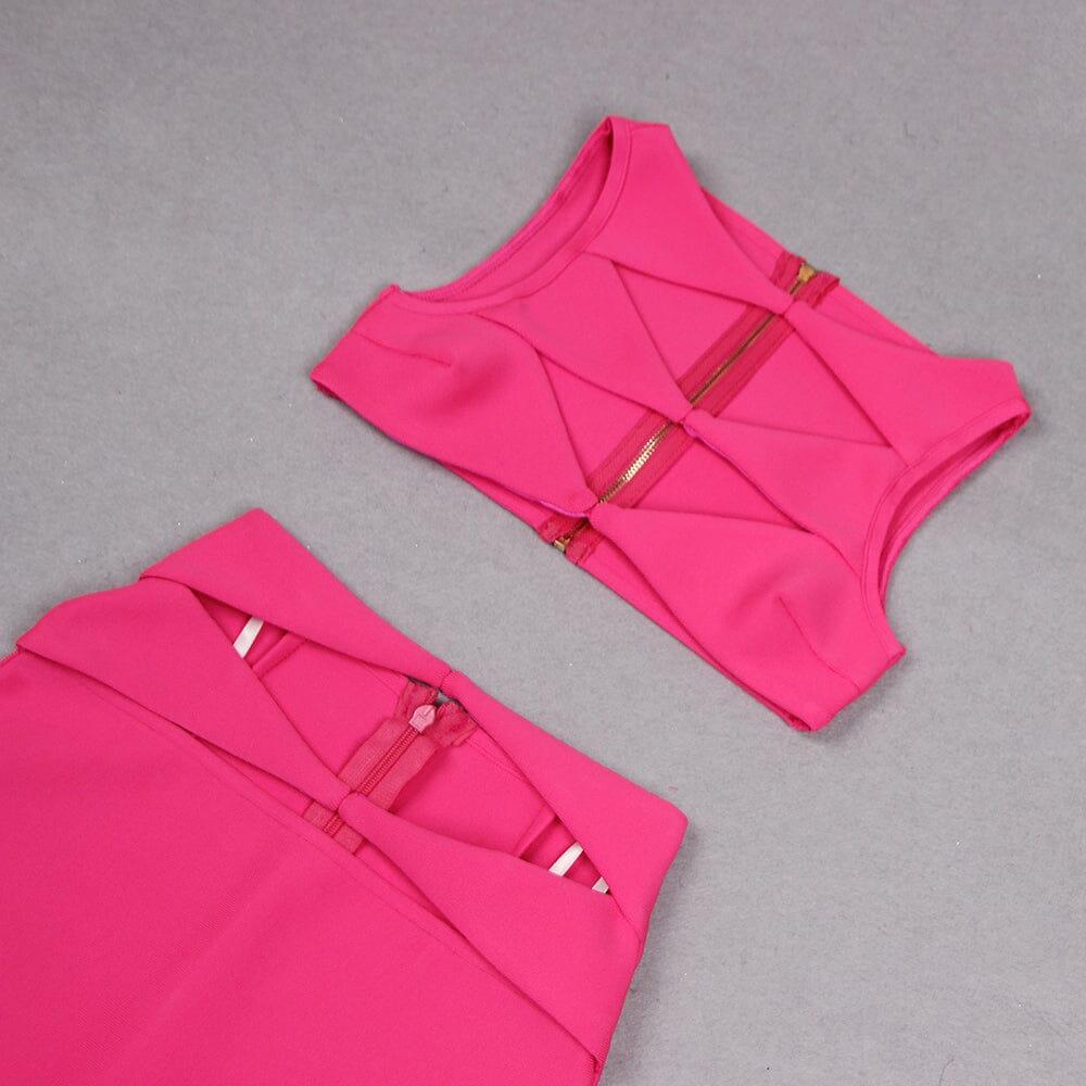 CUTOUT BANDAGE SET IN HOT PINK