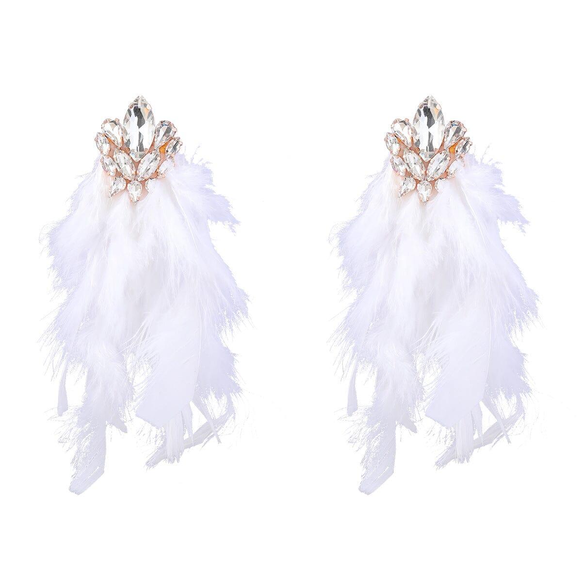 RHINESTONE FEATHER EARRINGS