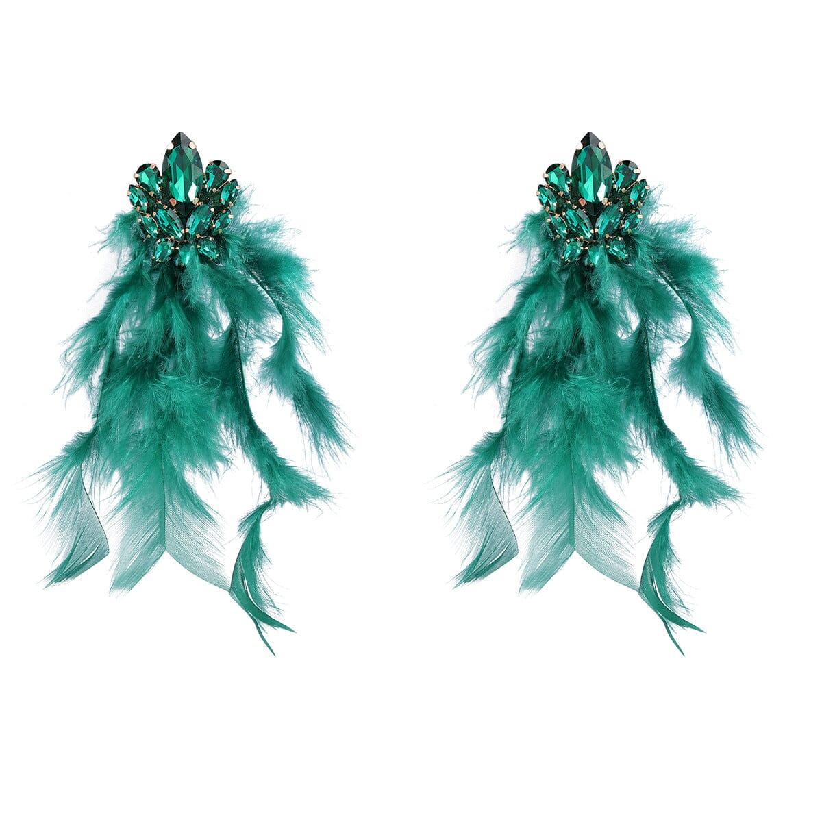 RHINESTONE FEATHER EARRINGS