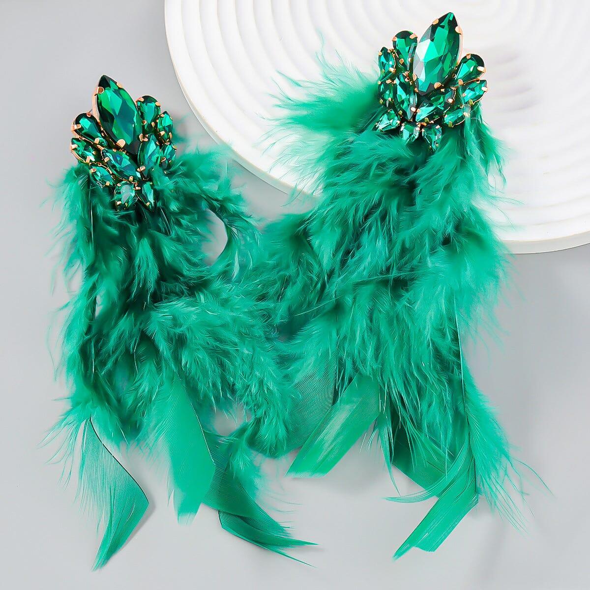 RHINESTONE FEATHER EARRINGS