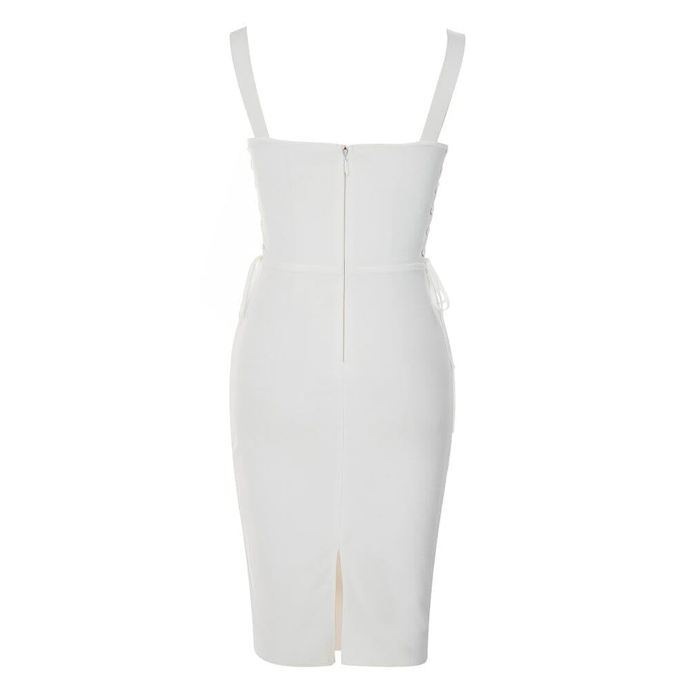 STRAPY HIP WRAP MIDI DRESS IN WHITE