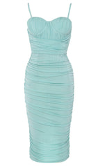 STRAPY WAIST-TIGHTENING CORSET DRESS IN MINT GREEN