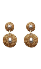 SPIRAL CIRCLE PEARL EARRINGS