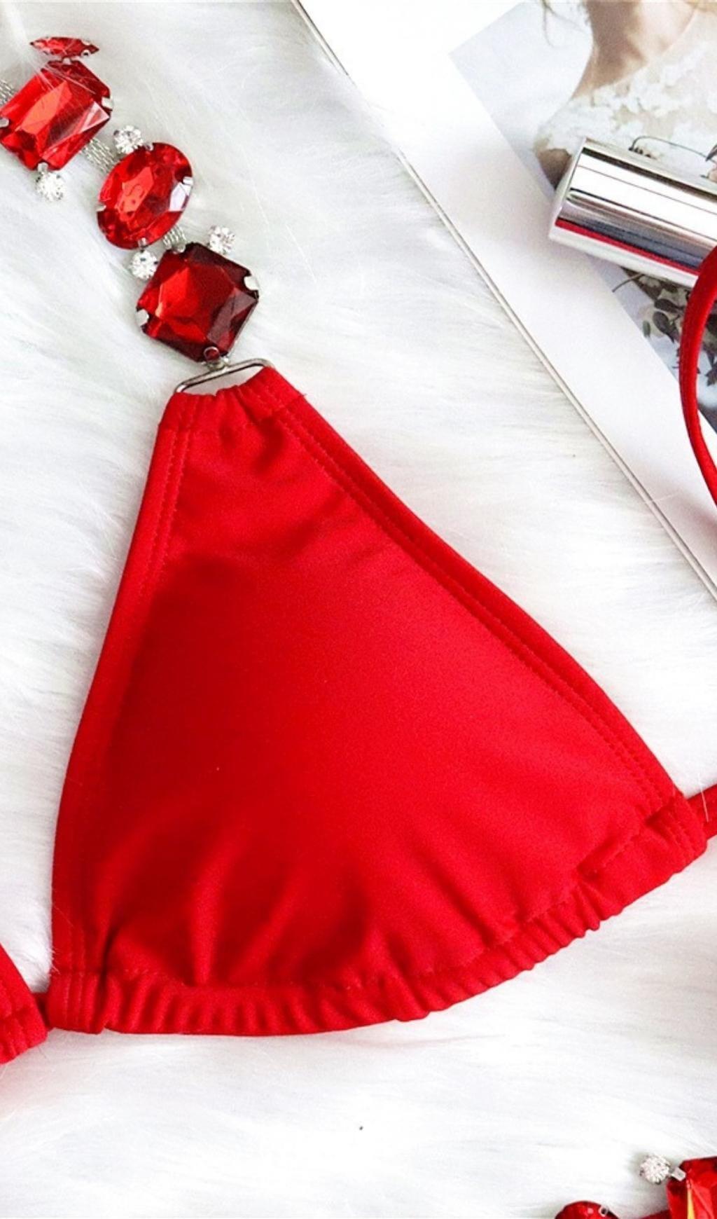 RED DIAMOND LACE UP BIKINI