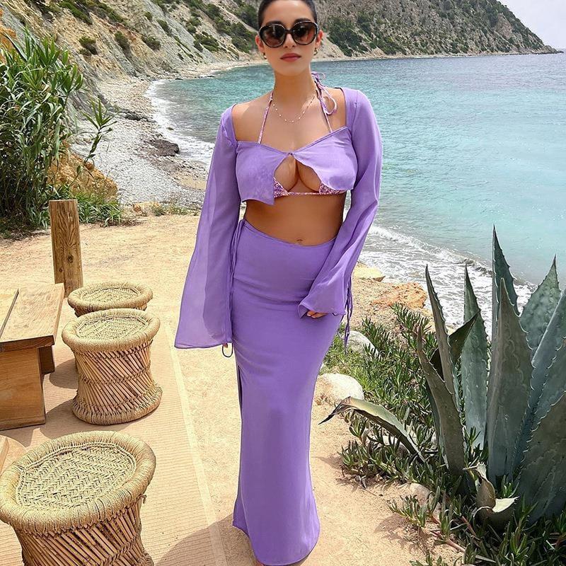 VIOLET CUTOUT SWIMSUIT