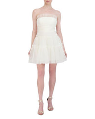 STRAPLESS TIERED TULLE MINI DRESS