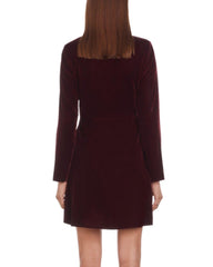 VELVET FAUX WRAP MINI DRESS