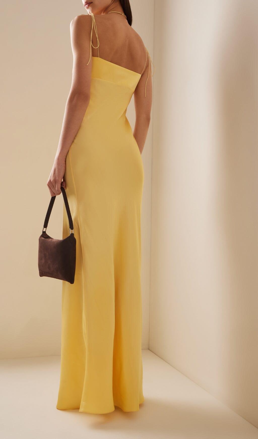 YELLOW TULIP SATIN MAXI DRESS