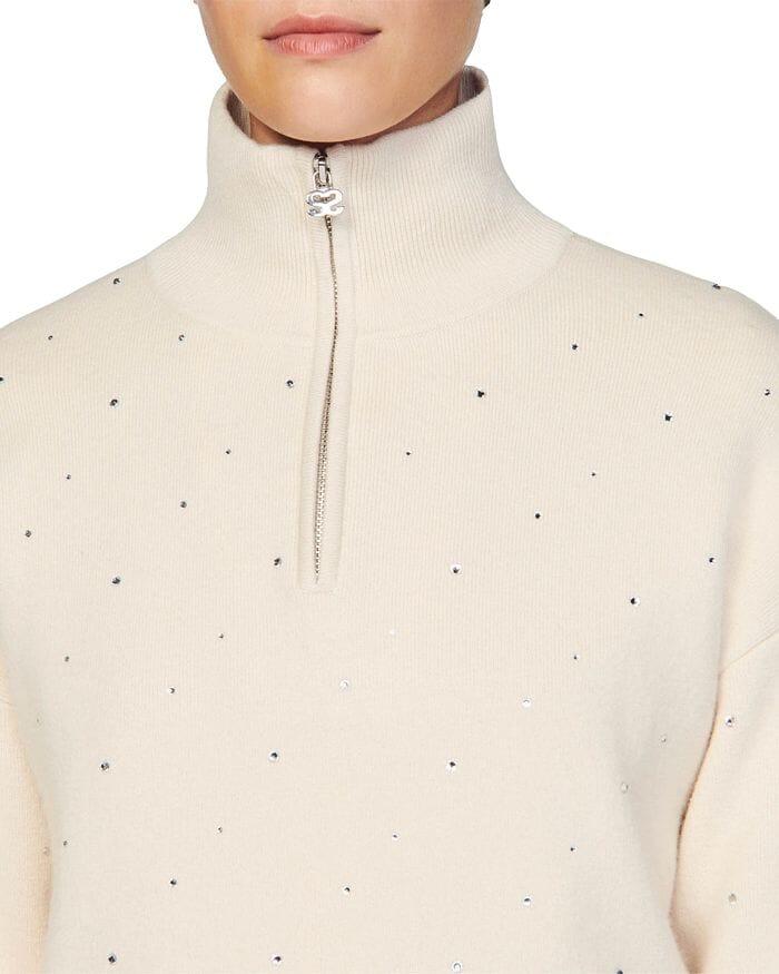 OSY RHINESTONE QUARTER ZIP SWEATER