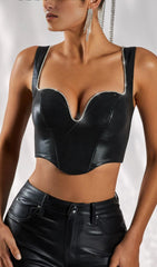 PU CORSET TOP IN BLACK