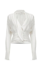 LAILA SILK DRAPE TUX BLOUSE