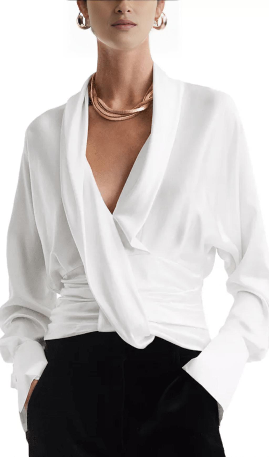 LAILA SILK DRAPE TUX BLOUSE