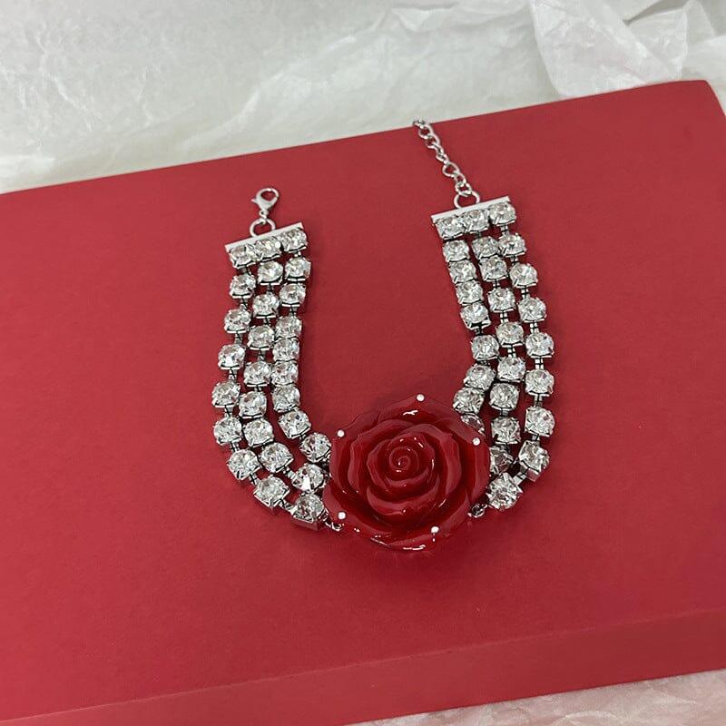 CRYSTAL ROSE NECKLACE IN RED