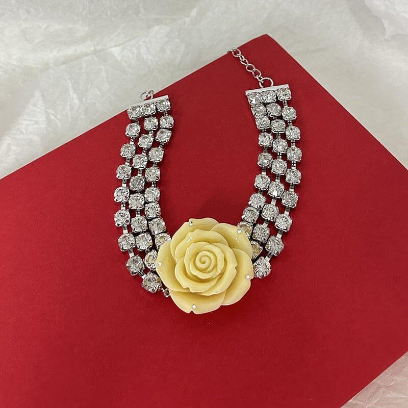 CRYSTAL ROSE NECKLACE IN RED