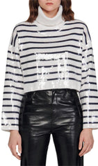 ARIEL SEQUIN STRIPED TURTLENECK SWEATER