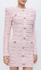 BOUCLE KNIT MINI DRESS IN PINK