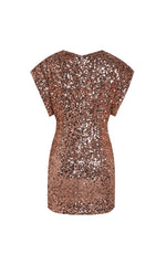 GOLD SEQUIN SLEEVELESS HIP MINI DRESS