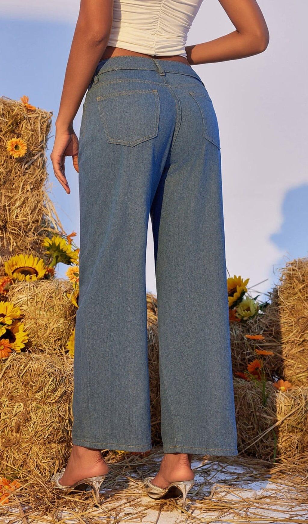 HOLLOW WIDE DENIM PANTS